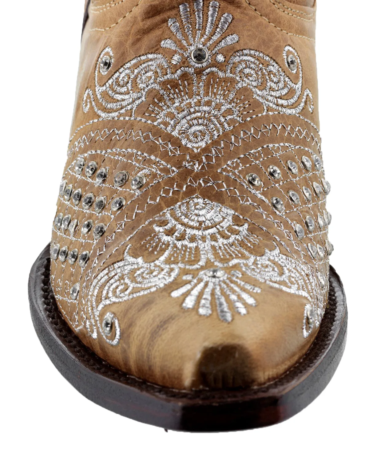 Womens Marfil Sand Wedding Cowboy Boots Rhinestones - Snip Toe